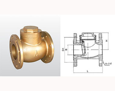 66mo威九国际黄铜法兰止回阀结构图 66mo威九国际黄铜法兰止回阀结构图
