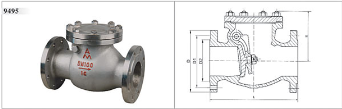 66mo威九国际铸钢法兰止回阀结构图 66mo威九国际铸钢法兰止回阀结构图